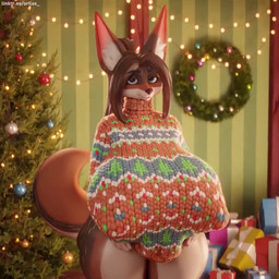 anthro areola belly big_belly big_breasts blue_eyes bottomless bouncing_breasts box breast_drop breast_jiggle breasts brown_body brown_hair christmas_bauble christmas_clothing christmas_decorations christmas_ornament christmas_sweater christmas_topwear christmas_tree clothed clothing clothing_lift container curvy_figure female female_anthro genitals gift_box hair hip_sway holidays huge_breasts hyper hyper_breasts jiggling looking_at_viewer navel nipple_dip nipples ornament plant presenting presenting_breasts puffy_areola puffy_nipples sagging_breasts slightly_chubby slightly_chubby_anthro slightly_chubby_female smile solo string_lights sweater sweater_lift sweater_only tail tan_body thick_thighs topwear topwear_only tree voluptuous voluptuous_anthro voluptuous_female vulva wreath orilas christmas sasha_moore canid canine canis coyote mammal 1:1 2025 3d_(artwork) 3d_animation animated digital_media_(artwork) no_sound short_playtime