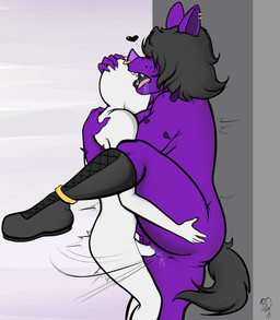 anthro anthro_penetrated bat_nose black_hair bodily_fluids body_hair boots clothing duo ear_piercing faceless_character faceless_human faceless_male facial_piercing female footwear genital_fluids genitals hair ink jackal_studios jewelry judith_priest knee_boots knee_highs legwear male male/female nose_piercing nose_ring orgasm_face penetration penis piercing pointy_ears priest purple_body ring_piercing sex shoes slime spikes standing standing_sex tongue tongue_out vaginal vaginal_fluids vaginal_penetration vulva canid canine canis goo_creature human jackal mammal monster absurd_res hi_res