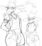 anthro femboy male solo isi marcusthegoat bovid caprine goat mammal hi_res monochrome