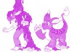 anthro candy chocolate claws dessert feral food goo_transformation human_to_feral simple_background solo species_transformation transformation white_background hornbuckle neopets bori_(neopets) chocolate_neopet food_creature human mammal neopet_(species) monochrome purple_and_white