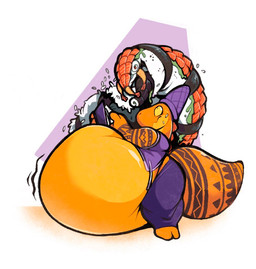 ambiguous_gender anthro belly big_belly bloated book bottomwear clothing duo food hat headgear headwear huge_belly magic male orange_body orange_scales pants purple_bottomwear purple_clothing purple_hat purple_headwear purple_pants purple_robe rice robe scales snout sushi tail thick_tail wizard_hat worried yellow_eyes boot_(artist) carpenter_(boot) food_creature lizard reptile scalie 2020 colored shaded