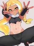 animal_humanoid blush breasts cephalopod cephalopod_humanoid clothed clothing female hi_res humanoid inkling inkling_girl jtveemo looking_at_viewer marine marine_humanoid mollusk mollusk_humanoid nintendo open_mouth pseudo_hair solo splatoon spread_legs spreading tentacle_hair tentacles torn_clothing under_boob