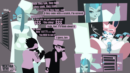 anthro big_breasts bodily_fluids breasts cum cum_drip dripping female forced genital_fluids group herm intersex male mind_control speech_bubble text mentiravevo nintendo pokemon eeveelution generation_4_pokemon generation_6_pokemon glaceon pokemon_(species) sylveon 16:9 comic english_text hi_res widescreen