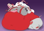 anthro big_breasts blush breasts cake clothed clothing dessert female food fur hair looking_at_viewer morbidly_obese morbidly_obese_anthro morbidly_obese_female multicolored_hair obese obese_anthro obese_female overalls overweight overweight_anthro overweight_female simple_background solo thick_thighs two_tone_hair white_body white_fur jouigidragon nintendo pokemon pokemon_legends_arceus canid canine generation_8_pokemon hisuian_form hisuian_zoroark mammal pokemon_(species) regional_form_(pokemon) 2022 digital_media_(artwork)