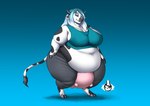 anthro belly belly_overhang belly_rolls clothing female hair hooves lips love_handles navel obese overweight slightly_chubby slightly_chubby_female solo teats thick_bottom_lip udders fountain_malchemy bovid bovine cattle mammal hi_res