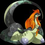 anthro big_breasts breasts female hair looking_at_viewer nipples non-mammal_breasts non-mammal_nipples nude simple_background smile solo tail suddenhack lizard reptile scalie 2016 alpha_channel hi_res