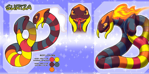 ambiguous_gender black_body black_scales black_tail blue_background description eyes_closed fangs feral fire forked_tail forked_tongue green_tail horn looking_at_viewer markings multicolored_body multicolored_scales multicolored_tail name_tag nude open_mouth orange_body orange_scales orange_tail red_body red_eyes red_scales red_sclera red_tail red_tongue scales simple_background solo striped_body striped_markings striped_scales striped_tail stripes tail tail_markings teal_body teal_scales teeth text tongue tongue_out unusual_anatomy unusual_tail yellow_body yellow_horn yellow_scales yellow_tail kitsune_youkai reptile scalie snake 2022 digital_drawing_(artwork) digital_media_(artwork) english_text hi_res model_sheet shaded