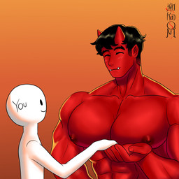 2_horns abs big_muscles big_pecs black_hair duo eyes_closed fangs hair horn huge_pecs male muscular muscular_humanoid muscular_male nipples pecs red_body red_skin teeth kyokudoni asian_mythology east_asian_mythology japanese_mythology mythology bokken_(kyokudoni) demon humanoid oni yokai 1:1 hi_res