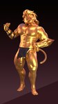 abs anthro balls blonde_hair bottomwear clothed clothing fur genitals hair ineffective_clothing ineffective_loincloth loincloth loincloth_only long_hair male metallic_body moobs mullet muscular muscular_male penis smug solo tail topless yellow_body yellow_fur dollymolly323 epic_games fortnite meowscles meowscles_(golden_agent) purradise_meowscles domestic_cat felid feline felis mammal 3d_(artwork) 4k 9:16 absurd_res digital_media_(artwork) hi_res