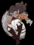 brown_body brown_eyes brown_fur brown_hair clothed clothing female fully_clothed fur hair open_mouth simple_background solo transparent_background white_body white_fur freelapse attack_on_titan soledad felid mammal pantherine snow_leopard alpha_channel hi_res