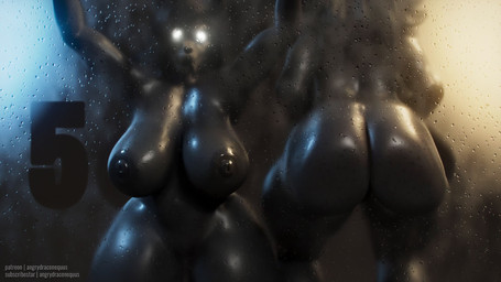 against_surface anterior_nasal_aperture anthro ass_on_glass big_breasts big_butt biped black_body black_hair bone bouncing_breasts bouncing_butt breasts breasts_on_glass butt curvy_figure duo female front_view glass glowing glowing_eyes hair huge_breasts looking_at_viewer navel nipples nude on_glass open_mouth rear_view shower skull skull_head teeth thick_thighs tongue tongue_out voluptuous water_drop wet wet_body wide_hips angrydraconequus scrag_(modeler) scp_foundation scp-1471-a scp-1471-a_(scrag) canid canine mammal skulldog_(species) 16:9 3d_(artwork) 3d_animation animated blender_(artwork) digital_media_(artwork) hi_res loop short_playtime sound widescreen