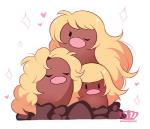 ambiguous_gender blonde_hair feral hair heart_symbol simple_background solo white_background princessharumi nintendo pokemon alolan_dugtrio alolan_form generation_7_pokemon pokemon_(species) regional_form_(pokemon) 2016