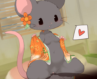 4_fingers accessory anthro anthro_penetrated asian_clothing breasts brown_eyes clothed clothing duo east_asian_clothing faceless_character faceless_male featureless_breasts female fingers flower flower_in_hair fur genitals grey_body grey_fur hair hair_accessory heart_symbol holding_clothing holding_object inside iris japanese_clothing kemono kimono male male/female mostly_nude no_sclera open_clothing open_mouth open_smile penetration penis pink_nose pink_tail plant pupils round_ears silhouette simple_eyes small_breasts smile solo_focus tail vaginal vaginal_penetration vulva whiskers wide_hips chipar house_mouse mammal mouse murid murine rodent 2020 censored hi_res mosaic_censorship