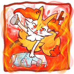 3_fingers ambiguous_anthro ambiguous_gender anthro arm_tuft biped black_body black_fur blush blush_lines blush_stickers border cheek_tuft chest_tuft clothing cute_fangs digitigrade dipstick_tail facial_tuft fangs fingers fire front_view fur hip_tuft holding_object inner_ear_fluff ironing ironing_board looking_at_viewer markings multicolored_body multicolored_fur no_pupils nude_ambiguous nude_anthro on_one_leg open_mouth open_smile orange_body orange_fur orange_inner_ear_fluff orange_tail_tip pattern_clothing pattern_shirt pattern_topwear plaid plaid_clothing plaid_shirt plaid_topwear pointy_ears prick_ears red_eyes shirt shoulder_tuft simple_background smile solo standing steam tail tail_markings teeth topwear tuft two_tone_tail white_body white_border white_fur yellow_body yellow_fur yellow_tail annyui0611 nintendo pokemon braixen canid generation_6_pokemon mammal pokemon_(species) 1:1 2021 colored digital_drawing_(artwork) digital_media_(artwork) full-length_portrait hi_res japanese_description portrait translated_description