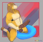 abstract_background animal_genitalia animal_penis anthro balls bisexual_pride_colors brown_hair equine_genitalia equine_penis genitals hair hand_on_penis hooves kneeling lgbt_pride looking_at_viewer male medial_ring multicolored_body multicolored_outline nude outline penis pillow pride_color_outline pride_colors smile solo two_tone_body vein veiny_penis white_body yellow_body kuma-arts craig_brasher equid equine horse mammal hi_res