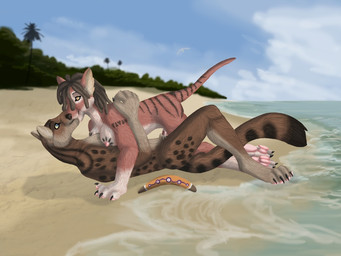 4_toes 5_fingers ambient_silhouette animal_genitalia anthro anthro_on_anthro beach big_breasts biped black_body black_claws black_fur black_markings black_nose black_spots black_stripes black_tail blue_eyes bodily_fluids boomerang breast_markings breast_rest breasts brown_body brown_fur brown_hair brown_tail claws cloud countershade_face countershade_legs countershade_torso countershading cum cum_on_penis cum_on_self dipstick_tail dreadlocks duo_focus erection eye_contact feet female female_penetrated fingers flying forest from_front_position fur genital_fluids genitals gloves_(marking) group hair handpaw hindpaw hug interspecies island jungle kissing leg_markings looking_at_another looking_at_partner lying male male/female male_penetrating male_penetrating_female markings multicolored_body multicolored_fur multicolored_tail nipples nude on_back outside pawpads paws penetration penile penile_penetration penis penis_in_vagina pink_nipples pink_pawpads plant public red_penis reverse_missionary_position romantic romantic_ambiance romantic_couple sand sea seaside sex sex_on_the_beach shadow sheath short_hair side_view silhouette sky smile snout socks_(marking) spots spotted_body spotted_fur spotted_markings spotted_tail striped_body striped_fur striped_markings striped_tail stripes tail tail_markings tan_body tan_countershading tan_fur tattoo toe_claws toes tree tribal tribal_tattoo trio two_tone_tail vaginal vaginal_penetration water white_body white_countershading white_fur yellow_eyes yellow_sclera alaitallon moldred space_furries_(comic) boas_(moldred) kateena_taworii ambient_bird ambient_flier avian bird dasyuromorph euplerid fanaloka gull lari larid mammal marsupial recently_extinct_species thylacine 2009 4:3 digital_drawing_(artwork) digital_media_(artwork) full-length_portrait portrait