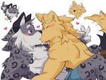 anthro black_body black_ears black_fur blue_bottomwear blue_clothing blush bottomwear chest_tuft clothed clothing duo eyes_closed floppy_ears french_kissing fur fur_tuft grey_body grey_fur kissing leopard_spots purple_eyes side_view spots topless tuft lumii i_think_i_like_you dev_(i_think_i_like_you) ray_(i_think_i_like_you) bird_dog canid canine canis domestic_dog felid golden_retriever hunting_dog mammal pantherine retriever snow_leopard 4:3 absurd_res hi_res