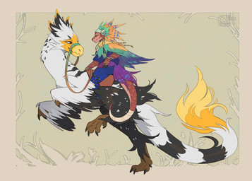 anthro biped claws clothed clothed_anthro clothed_female clothing duo feathers feet female feral fingers fur hair male scales simple_background smile standing tail toes cordi dinosaur mammal pangolin prehistoric_species reptile scalie 2026 digital_drawing_(artwork) digital_media_(artwork)