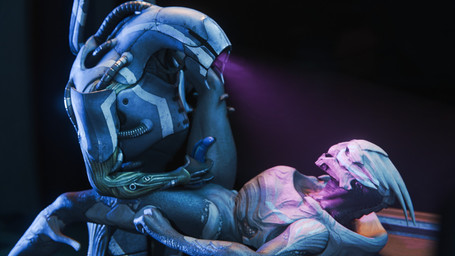 ambiguous_gender duo handjob lying male on_back penile raised_leg sex side_view standing ralic_turman bioware electronic_arts mass_effect alien geth turian 16:9 hi_res widescreen