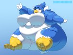 anthro breasts featureless_breasts featureless_crotch female fupa morbidly_obese morbidly_obese_anthro morbidly_obese_female obese obese_anthro obese_female overweight overweight_anthro overweight_female solo yosioka_san bherri_(bluest_jay) avian bird 4:3 absurd_res digital_media_(artwork) hi_res