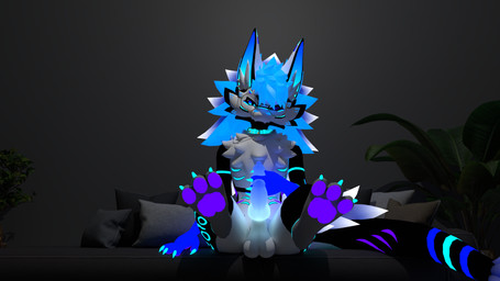2_penises anthro balls bedroom_eyes blue_claws blue_eyes blue_hair blue_mane blue_markings claws collar eyewear furniture genitals glasses hair knot male mane markings masturbation multi_genitalia multi_penis multicolored_body narrowed_eyes pawpads paws penis pillow plant presenting purple_eyes purple_markings purple_pawpads raised_paw seductive sofa solo tail loxthewicker blender_cycles mythology lox_(loxthewicker) dragon mythological_creature mythological_scalie novabeast scalie 16:9 3d_(artwork) blender_(artwork) digital_media_(artwork) hi_res widescreen