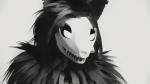 anthro black_body black_fur black_hair black_sclera bone fur hair skull solo sealled scp_foundation scp-1471-a toffe canid canine malo mammal monster 16:9 2019 3d_(artwork) absurd_res blender_(artwork) digital_media_(artwork) hi_res widescreen