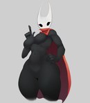 anthro biped breasts cape clothing eyelashes featureless_breasts featureless_crotch female navel non-mammal_breasts solo white_body rottenarmor hollow_knight team_cherry hornet_(hollow_knight) arthropod hi_res