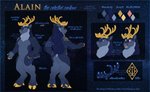 5_fingers anthro antlers blush fingers fur hair hooves horn male nude open_mouth piercing simple_background solo standing tattoo teeth text tongue ahoge_(artist) alain_(stellarstag) deer mammal new_world_deer reindeer digital_media_(artwork) english_text hi_res model_sheet