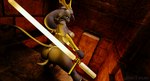 action_pose angry anthro antlers arm_tuft armor big_butt blue_eyes blurred_background bottom_heavy bottomwear bra bracers breasts butt butt_focus butt_pose cheek_tuft choker clothing cross crouching depth_of_field dramatic_lighting dream_breaker_(pseudoregalia) elbow_tuft eyebrows eyelashes facial_tuft female female_anthro floppy_ears frown frowning_at_viewer fur gold_(metal) gold_jewelry greaves grey_body grey_fur grey_hair hair head_tilt holding_object holding_weapon hooves horn inside jewelry leaning leaning_forward loincloth looking_at_viewer looking_back looking_back_at_viewer lop_ears melee_weapon necklace pear-shaped_figure pose presenting presenting_hindquarters raised_tail rear_view rock scowl shoulder_pads shoulder_tuft solo stone_floor stone_wall tail tail_tuft temple thick_thighs tribal tuft unconvincing_armor underwear wall_(structure) weapon wedgie wide_hips yellow_horn jaskitohura rosecreates_(modeler) pseudoregalia sybil_(pseudoregalia) bovid caprine felid feline goat jackalope lagomorph leporid mammal rabbit 2025 3d_(artwork) absurd_res digital_media_(artwork) hi_res signature