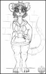 black_border border clothing ear_piercing facial_piercing female freckles hoodie piercing solo topwear triforce mike_argentum_(artist) nintendo the_legend_of_zelda michelle_sterling mammal murid murine rat rodent hi_res monochrome sketch