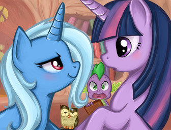 avian blue_fur blue_hair blush dragon equine female feral friendship_is_magic fur green_eyes group hair horn horse long_hair looking_at_viewer male mammal multi-colored_hair murraysnow my_little_pony open_mouth owl owlowiscious_(mlp) pony purple_eyes purple_fur purple_hair scalie smile spike_(mlp) tongue trixie_(mlp) twilight_sparkle_(mlp) two_tone_hair unicorn wings
Rating: Safe
Score: 14
User: Deatron
Date: December 02, 2013