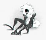 3_toes 4_fingers ambiguous_gender anthro black_eyes claws feet fingers fur long_arms nightmare_fuel solo toes white_body white_fur bardju canid canine mammal 2019 animated chromatic_aberration short_playtime signature subtle_animation