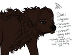 ambiguous_gender brown_body brown_fur curled_fur emanata feral fluffy fur quadruped simple_background solo text tired_eyes tired_look white_background f3ralh3arts canid canine canis domestic_dog mammal 4:3 english_text half-length_portrait hi_res portrait female_(lore)