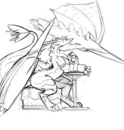 big_butt butt hand_on_table looking_at_viewer male narrowed_eyes raised_tail side_view simple_background sitting smile solo spread_wings tail thick_tail white_background wings raster_dreams mythology dragon mythological_creature mythological_scalie scalie 2025 digital_drawing_(artwork) digital_media_(artwork) hi_res monochrome sketch
