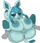 ambiguous_gender anthro anus areola big_breasts blue_areola blue_nipples breasts darky duo eeveelution female female/ambiguous generation_4_pokemon genitals glaceon hi_res huge_breasts nintendo nipples nude pokemon pokemon_(species) pussy simple_background solo_focus white_background
