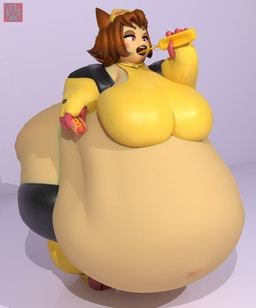 anthro belly big_belly big_breasts big_butt breasts butt fat_arms fat_legs female flabby_arms food hot_dog huge_belly huge_breasts huge_butt huge_hips huge_thighs morbidly_obese morbidly_obese_anthro morbidly_obese_female mustard obese obese_anthro obese_female overweight overweight_anthro overweight_female standing thick_thighs wide_hips vep125 meroth_(modeler) gameoverse glitch_productions kit_bodega hi_res