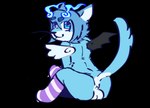 anthro balls blue_eyes clothing footwear fur genitals male multicolored_body multicolored_fur socks solo wings doeydeerie domestic_cat felid feline felis mammal alpha_channel