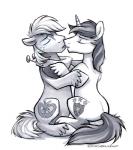2014 big_macintosh_(mlp) black_and_white couple cutie_mark duo equine feral freckles friendship_is_magic gay horn horse hug kissing male mammal monochrome my_little_pony plain_background pony shining_armor_(mlp) sitting sophiecabra unicorn white_background
Rating: Safe
Score: 11
User: 2DUK
Date: March 16, 2014
