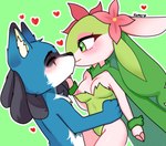 anthro blue_body blue_fur breasts chibi duo eyes_closed female flower fur happy heart_symbol hooves interspecies kissing look_down love male male/female medium_breasts nipples paws plant raise scar size_difference smaller_female wife kurosita fakemon nintendo pokemon husky_lucario canid canine deer faunazon generation_4_pokemon lucario mammal pokemon_(species)