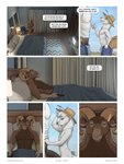 2020 abs anthro athletic bed biceps bighorn_sheep blush bottomless bovid canid canine caprine clothed clothing comic dialogue english_text equid equine fox furniture genitals hi_res horse looking_at_genitalia looking_at_penis looking_down lucas_lightfoot_(zaush) male male/male mammal muscular nude pecs penis pornography sheep sleeping text undressing vein zaush