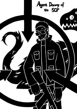 5_fingers ambiguous_gender biped black_text clothing directional_arrow duo eyebrows eyewear facial_hair feral fingers gun hair holding_gun holding_object holding_ranged_weapon holding_rifle holding_weapon human_focus jacket logo long_tail male multi_eye not_furry_focus pockets pupils quadruped ranged_weapon rifle scp-1257 sharp_teeth simple_background slit_pupils standing stubble sunglasses tail teeth text topwear weapon white_background sunnyclockwork scp_foundation danny_bonaduce scp-682 human mammal monster reptile scalie 2015 black_and_white digital_drawing_(artwork) digital_media_(artwork) english_text hi_res monochrome