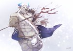 abs anthro cape clothing horn male muscular muscular_male navel nipples snow solo staff womb_tattoo 1461_1641 lifewonders tokyo_afterschool_summoners bigfoot_(tas) bovid bovine cattle mammal hi_res