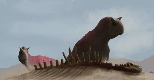 ambiguous_gender biped bone corpse desert detailed_background duo feral horn mountain osteoderms outside realistic red_body red_scales sand scales shadow skeleton skull small_arms tan_body tan_scales yellow_eyes tyleraptor_art dinosaur_(disney) abelisaurid carnotaurus dinosaur prehistoric_species reptile saurischian scalie theropod detailed hi_res signature