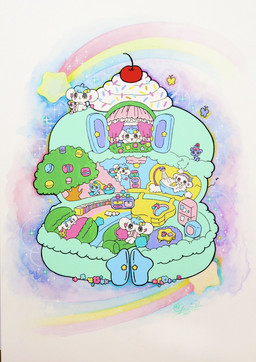 anthro bath bathing bathroom bathtub bed book bow_ribbon bowl building cherry container cookie curtains detailed_background female food fruit furniture group hair house icing macaron_(food) pillow plant ponytail rubber_duck shower shower_head shrub singing sink sitting sleeping sofa sparkles stairs toony tree walking window young yurie_sekiya peropero_sparkles melo_(peropero_sparkles) alien ambient_arthropod ambient_butterfly ambient_insect arthropod bear butterfly insect lepidopteran mammal mouse murid murine rodent hi_res