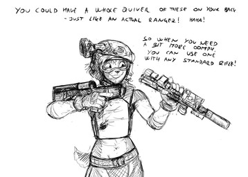 anthro assembly bulletproof_vest dialogue eyewear female goggles gun holding_gun holding_object holding_ranged_weapon holding_rifle holding_weapon midriff military_helmet ranged_weapon rifle solo text weapon hladilnik samantha_thott canid canine canis domestic_dog mammal 2025 comic english_text hi_res monochrome sketch