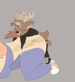 anthro anthro_penetrating antlers balls big_penis black_clothing black_topwear bodily_fluids bottomless bottomless_female bottomless_male bra breasts brown_balls brown_penis brown_tail clothed clothing cum cum_in_vagina cum_inside excessive_cum excessive_genital_fluids eyes_closed female female_penetrated femboy footwear from_behind_position genital_fluids genitals grey_background hair horn huge_penis hyper hyper_genitalia hyper_penis legwear long_penis looking_pleasured male male_anthro off_shoulder open_mouth open_smile penetration penile penile_penetration penis penis_in_vagina sex shoes simple_background size_difference small_but_hung smaller_male smile sports_bra tail tattoo thick_thighs thigh_highs tongue tongue_out topwear underwear vaginal vaginal_penetration x-ray_view thelovelylair deer mammal 2023 animated digital_media_(artwork) no_sound short_playtime webm