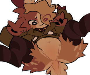 ambiguous_gender anthro bottomless bottomless_anthro brown_body brown_fur clothed clothing collar countershading featureless_crotch fur hair hair_over_eye hoodie legwear null pattern_clothing pattern_legwear pattern_thigh_highs short_tail simple_background solo striped_clothing striped_legwear striped_thigh_highs stripes tail thigh_highs topwear ruedeath rowan_(ruedeath) bovid caprine goat mammal 2024