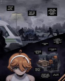 biped clothed clothing eyebrows front_view outside street_lamp text vehicle wheelchair gammainks katherine_robinson_(gammainks) human mammal 2026 absurd_res comic digital_media_(artwork) english_text hi_res