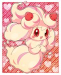 anthro blush female food fruit heart_symbol holding_own_hand looking_at_viewer plant smile solo strawberry evil_anaunara nintendo pokemon alcremie generation_8_pokemon pokemon_(species) strawberry_sweet_alcremie vanilla_cream_alcremie hi_res