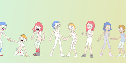 age_regression anthro anthro_to_human blue_background clothed clothing female forced forced_transformation gender_transformation gradient_background group male mtf_transformation race_swap simple_background species_transformation transformation transformation_sequence trio yellow_background young jowybean sega sonic_the_hedgehog_(series) knuckles_the_echidna miles_prower sonic_the_hedgehog canid canine echidna eulipotyphlan fox hedgehog human mammal monotreme 2024 absurd_res hi_res long_image watermark wide_image